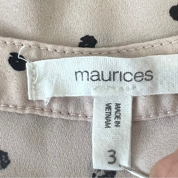 Maurices Womens Pink and Black Polka Dot Sleeveless Blouse Size 3 - Picture 4 of 5